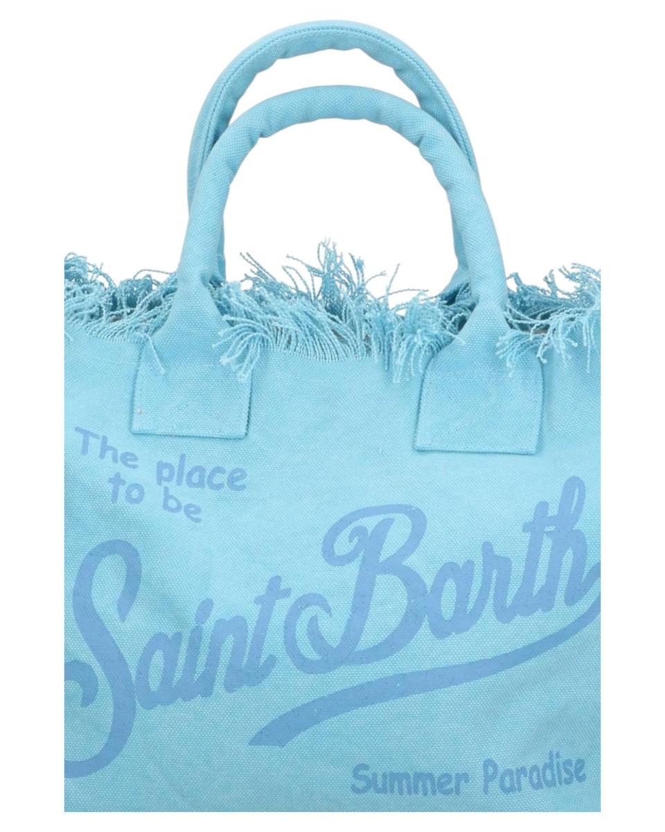 Borsa a Spalla Vanity in Canvas azzurro con Frange-Mc2 Saint Barth-Borse a mano-Vittorio Citro Boutique