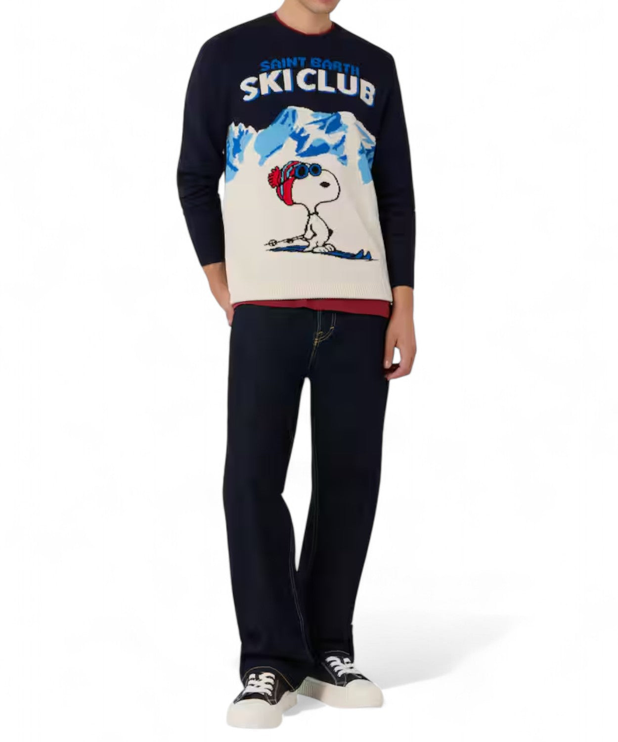 Maglione Heron in misto cashmere con ricamo Snoopy Ski Club-Mc2 Saint Barth-Maglieria-Vittorio Citro Boutique