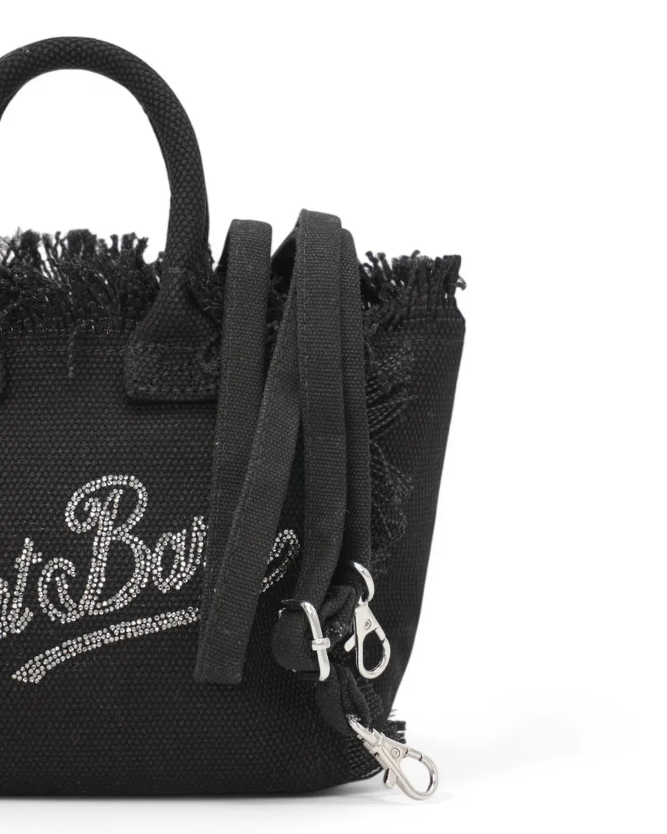 Borsa Mini Vanity in Tela Denim Nero con Strass-Mc2 Saint Barth-Borse a mano-Vittorio Citro Boutique