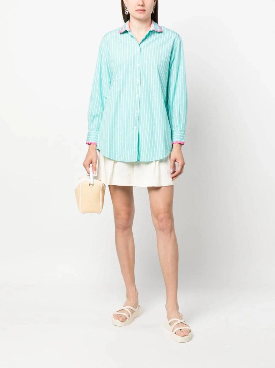 Camicia in cotone a righe con ricamo-Camicie-Mc2 Saint Barth-Vittorio Citro Boutique