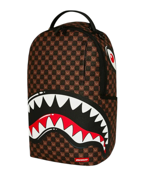 Zaino Sprayground Sharks in Paris WTF Bubble Brown Check