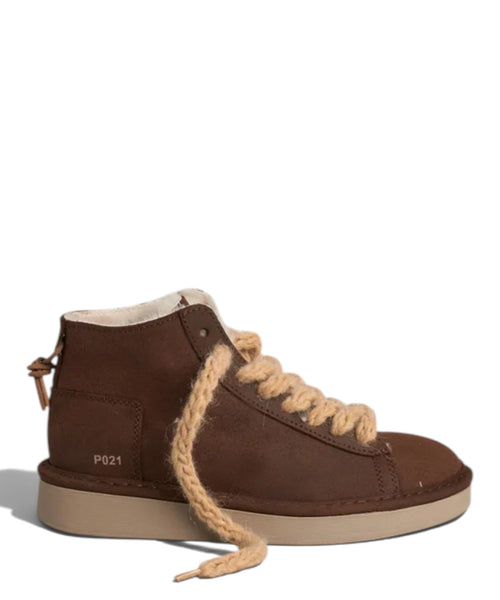 Botín bajo de mujer Panchic P021 Cozy de ante encerado color cacao
