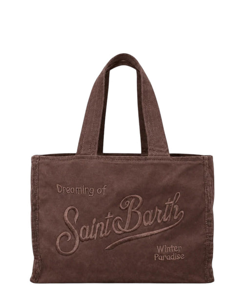 Colette-Tasche aus gewachster Baumwolle und Samt mit Schulterriemen