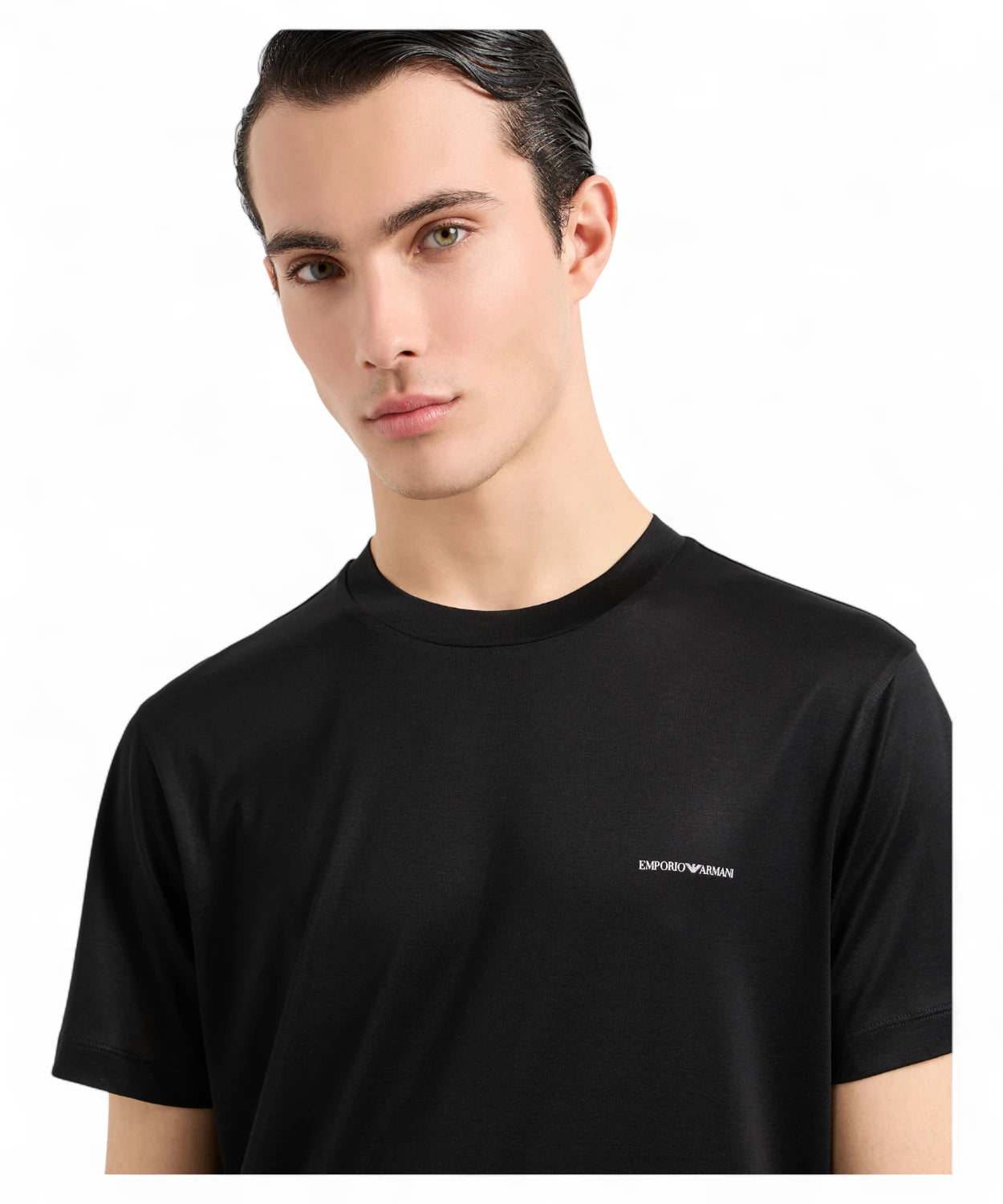 T-shirt girocollo in jersey misto lyocell con micro logo Emporio Armani-Emporio Armani-T-shirt-Vittorio Citro Boutique
