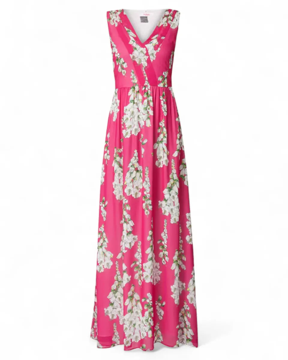 Abito Lungo in Viscosa Crepe con Fantasia Floreale-BLUGIRLFOLIES-Abiti-Vittorio Citro Boutique