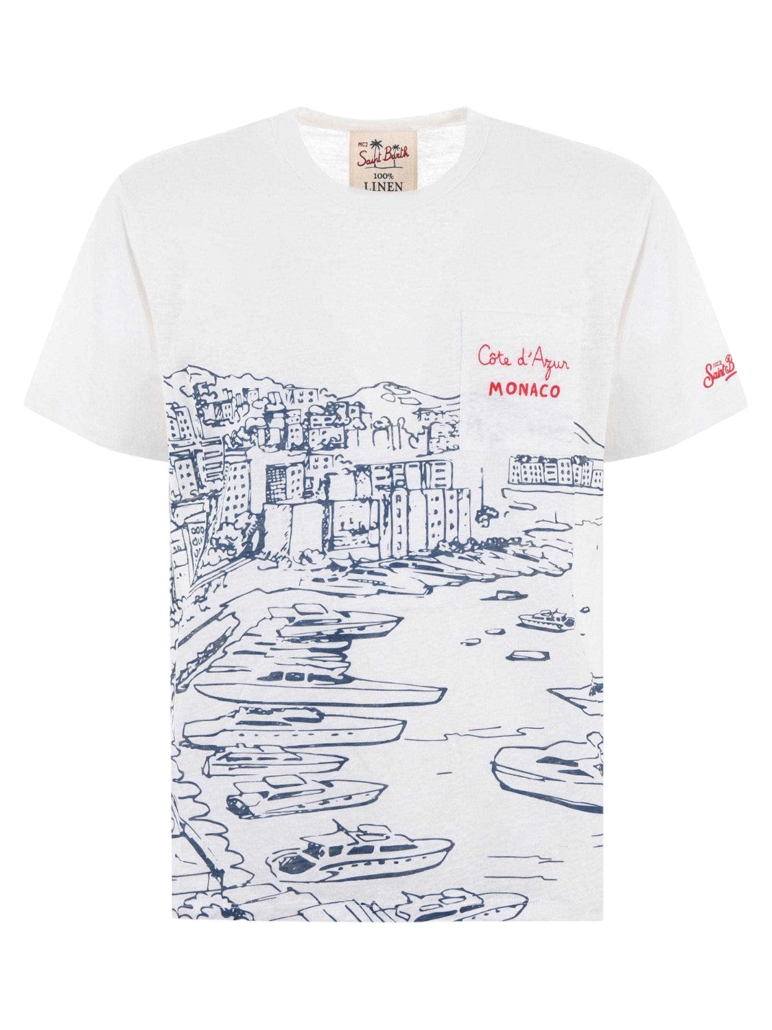 T-shirt "Ecstasea" in Lino con Stampa Monaco-Mc2 Saint Barth-T-shirt-Vittorio Citro Boutique