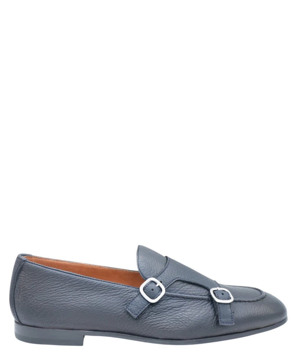 Doucal’s mocassino uomo doppia fibbia in pelle blu