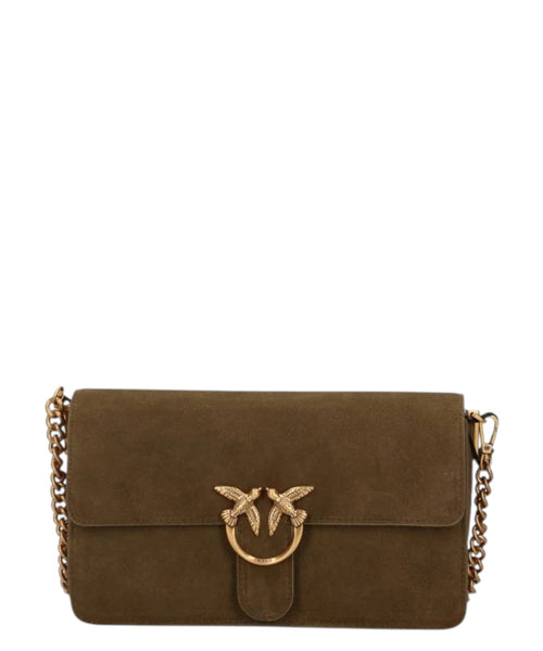 Borsa a spalla Pinko Love One Slouchy S in camoscio
