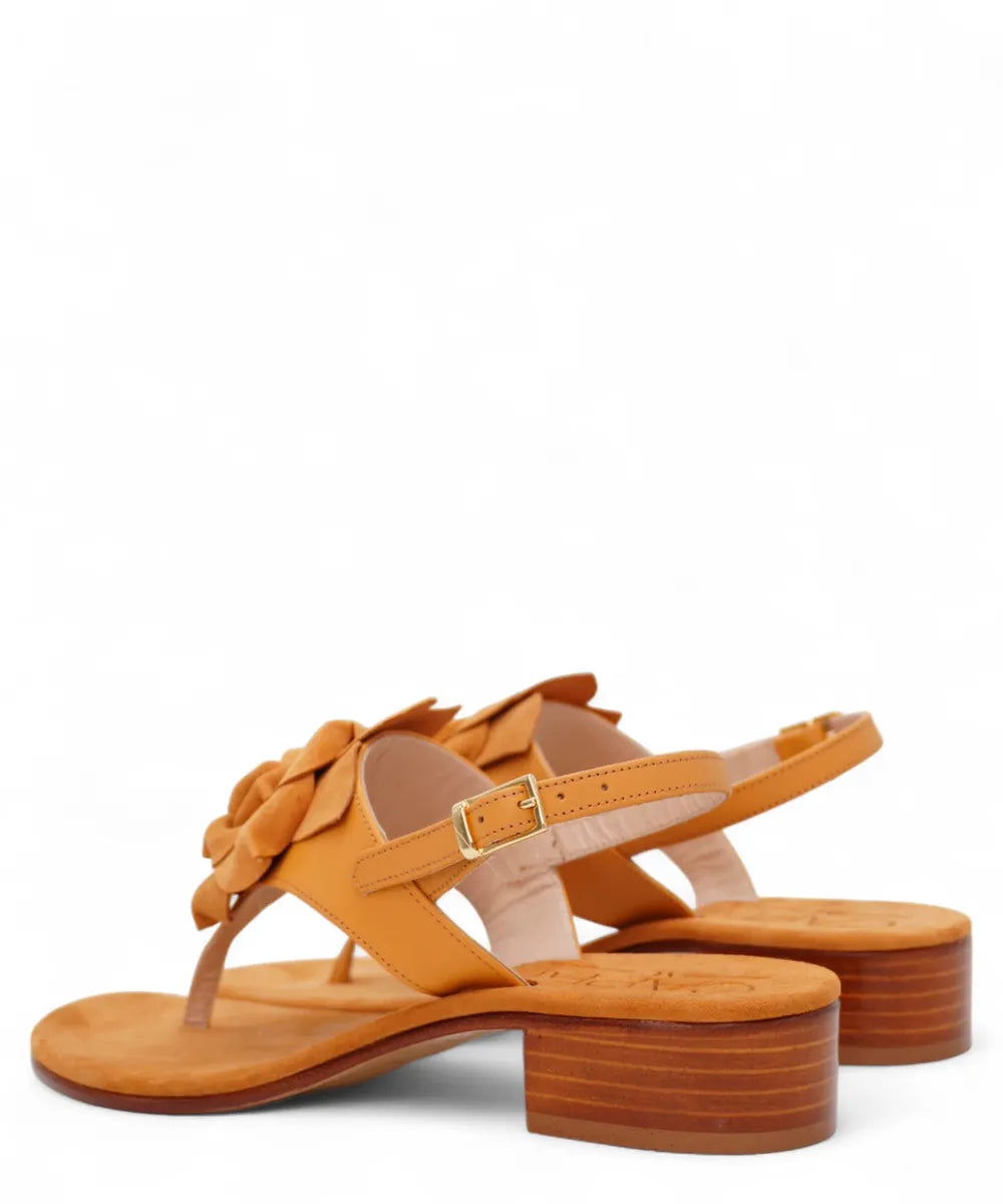 Sandalo Capri Infradito in Pelle con Fiore – Tacco cm Suola