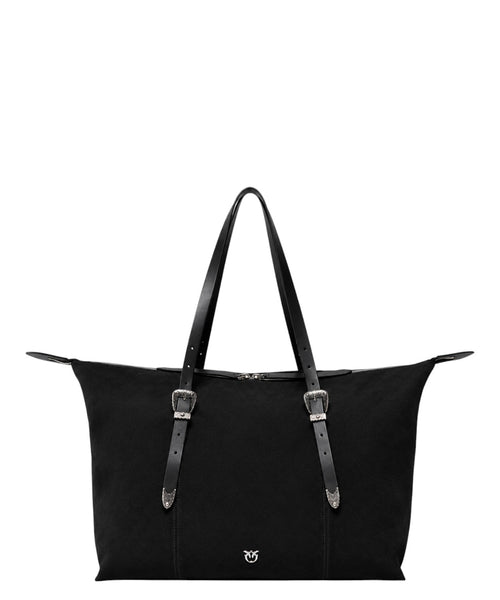 Torebka tote Pinko z zamszu z teksańskimi detalami