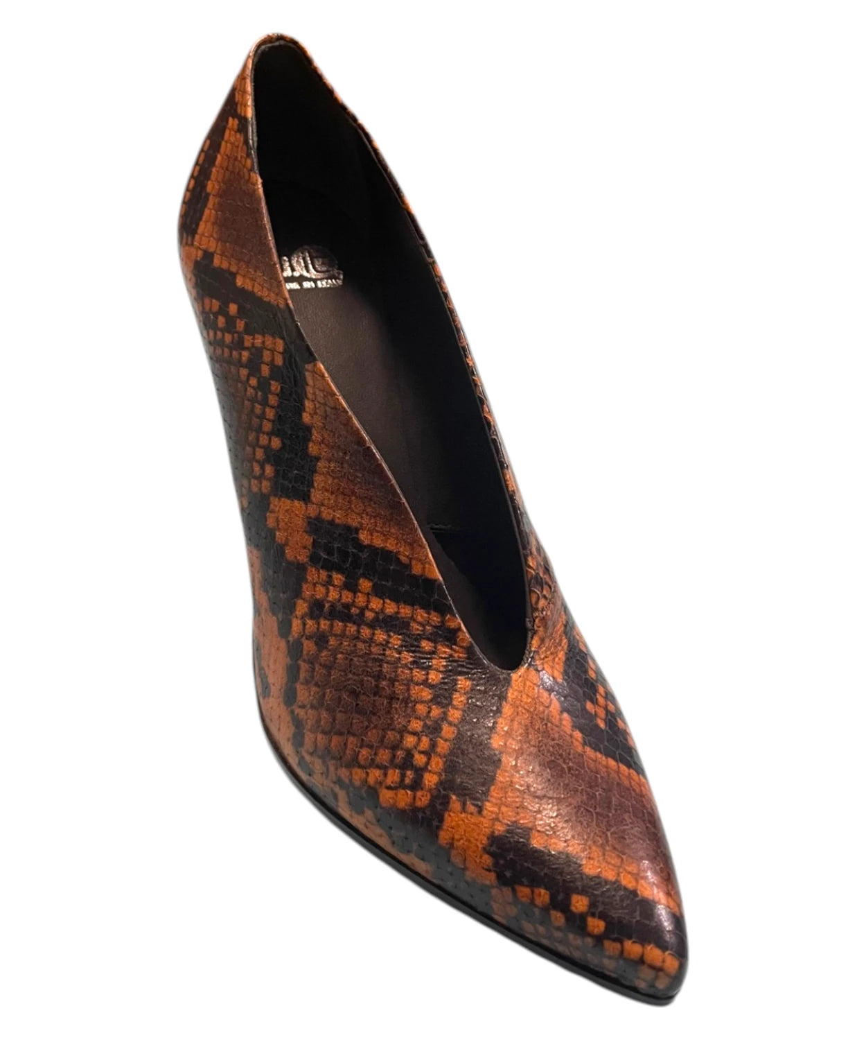 Décolleté in Pelle Pitonata Diamante papaia