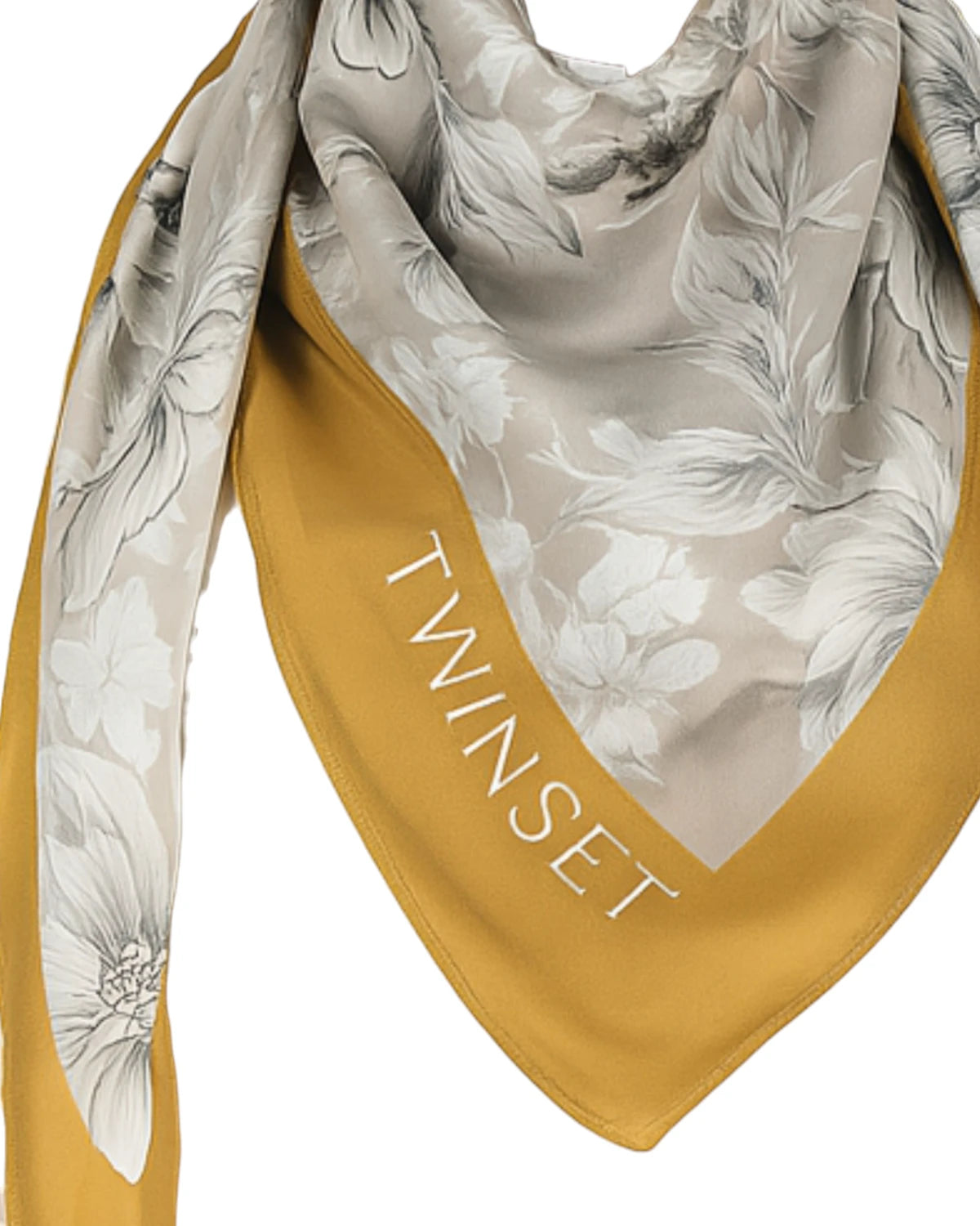 Kefiah in Viscosa con Stampa Floreale e Bordo a Contrasto-Twinset-Sciarpe & stole-Vittorio Citro Boutique