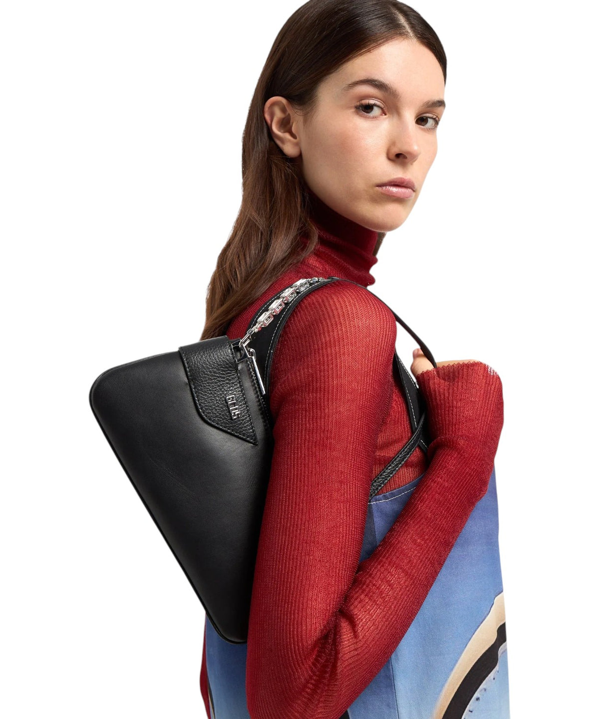 GCDS Borsa Comma Notte Small in Pelle Made in Italy