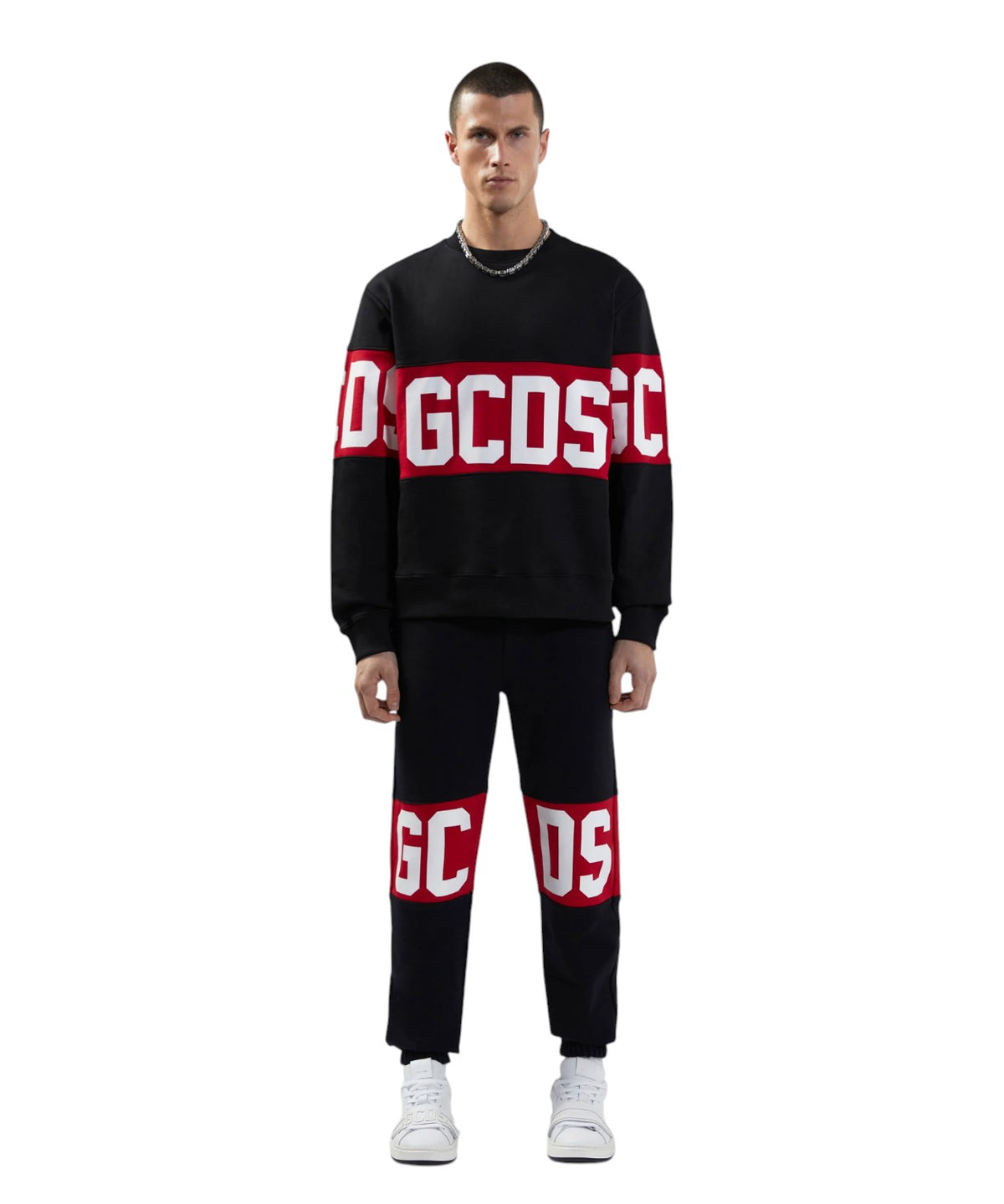 GCDS Sweatshirt mit Rundhalsausschnitt und kontrastierendem Band-Logo