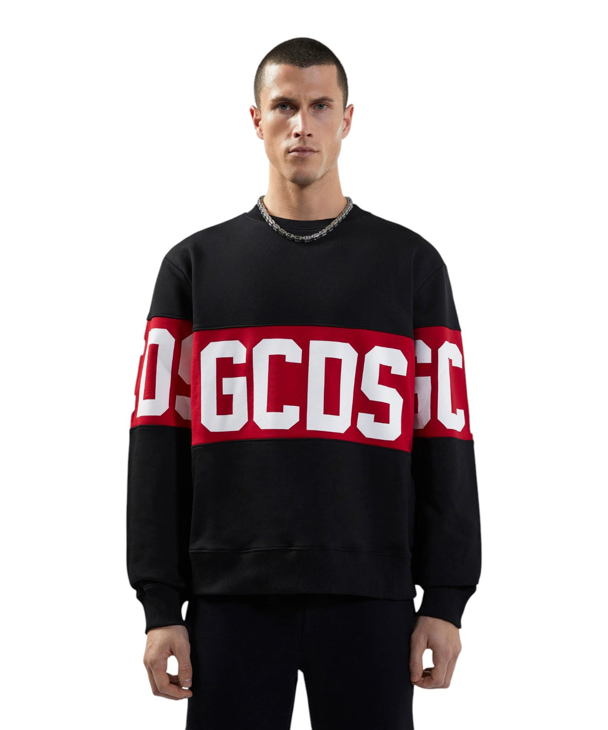 GCDS Sweatshirt mit Rundhalsausschnitt und kontrastierendem Band-Logo