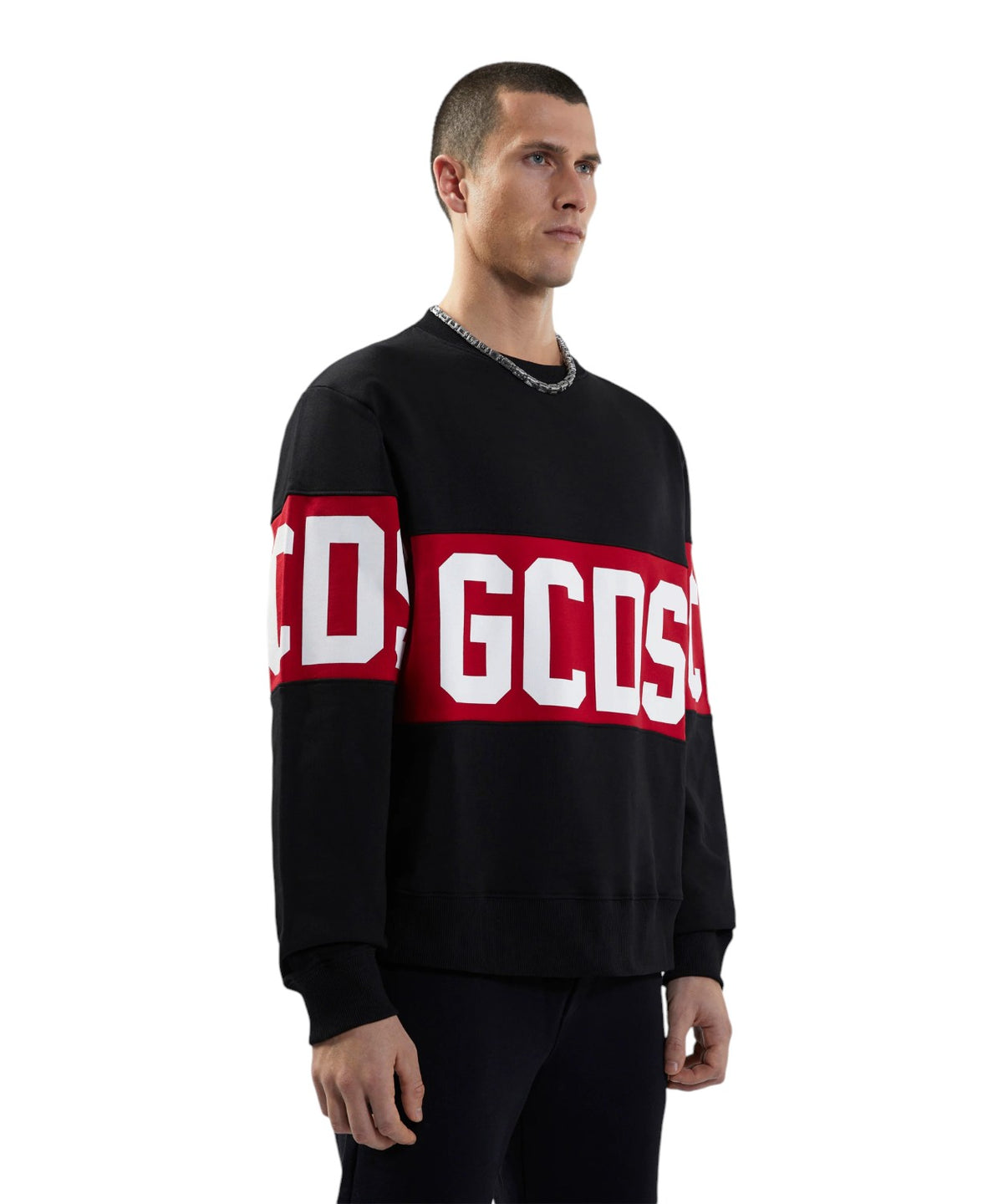GCDS Sweatshirt mit Rundhalsausschnitt und kontrastierendem Band-Logo