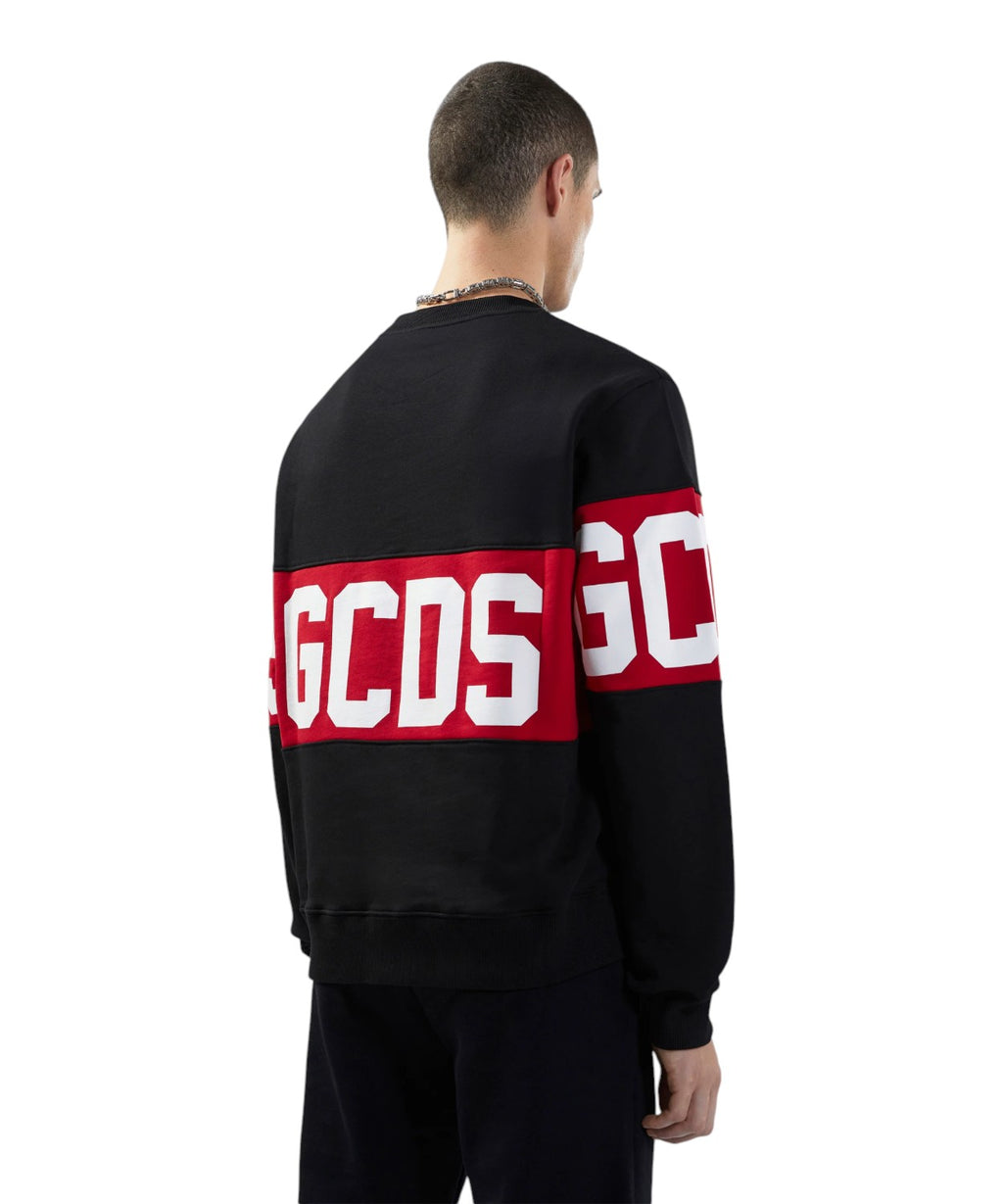 GCDS Sweatshirt mit Rundhalsausschnitt und kontrastierendem Band-Logo