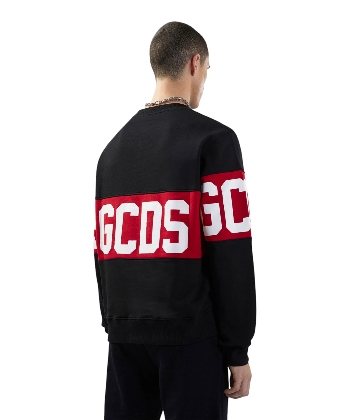 GCDS Sweatshirt mit Rundhalsausschnitt und kontrastierendem Band-Logo