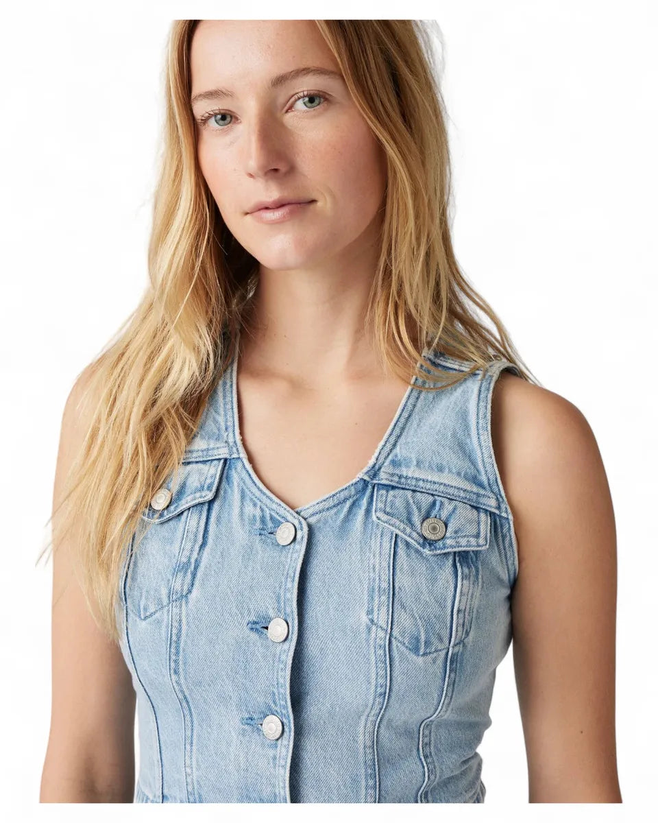 Corsetto Bella Denim Slim Fit con Scollo a V-LEVI'S-Gilet-Vittorio Citro Boutique