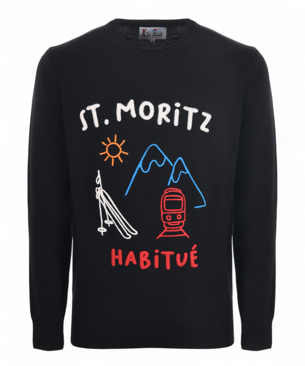 Maglione Heron in misto cashmere con ricamo St. Moritz-Mc2 Saint Barth-Maglieria-Vittorio Citro Boutique