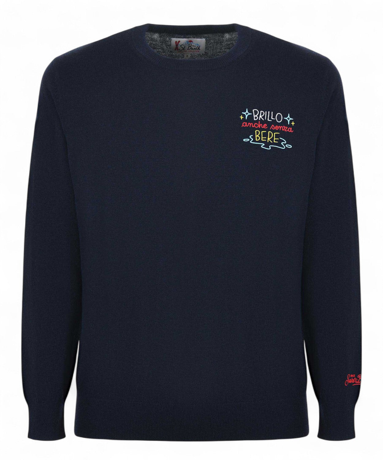 Maglione Heron Light con ricamo "Brillo senza bere"-Mc2 Saint Barth-Maglieria-Vittorio Citro Boutique