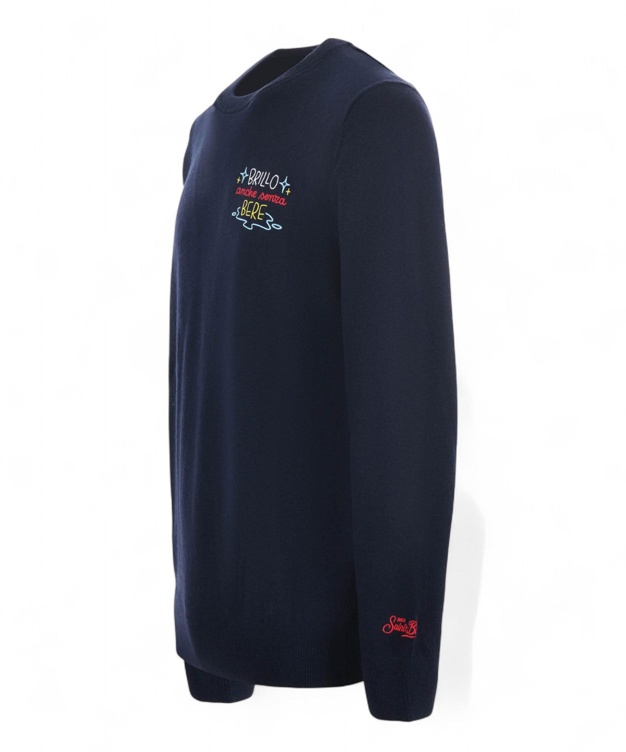 Maglione Heron Light con ricamo "Brillo senza bere"-Mc2 Saint Barth-Maglieria-Vittorio Citro Boutique