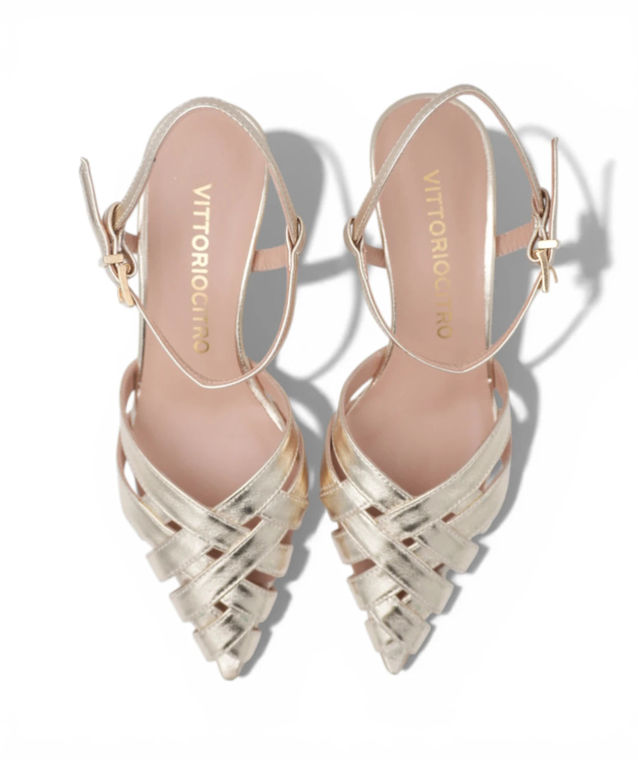 Sandali Oro Donna con Cinturino e Tacco Medio