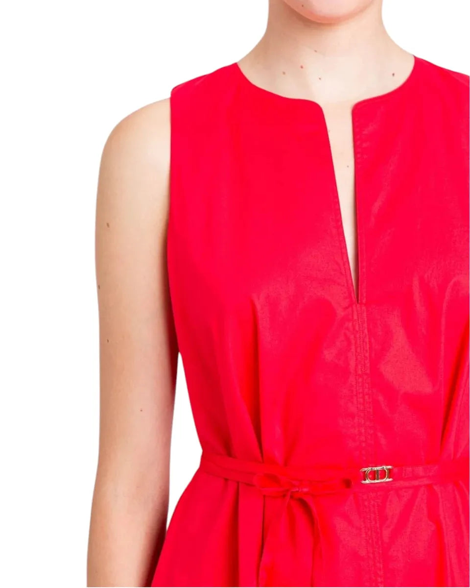 Abito lungo senza maniche rosso con cintura-Twinset-Abiti-Vittorio Citro Boutique