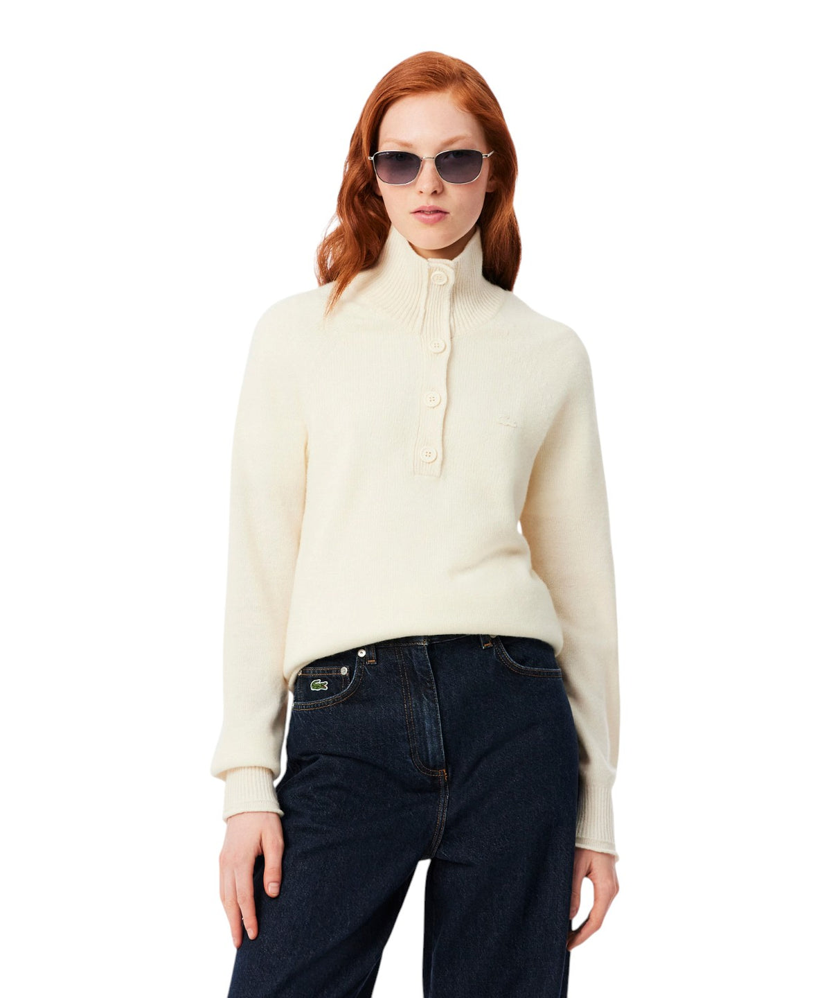 Lacoste Damen-Rollkragenpullover aus Walkwolle