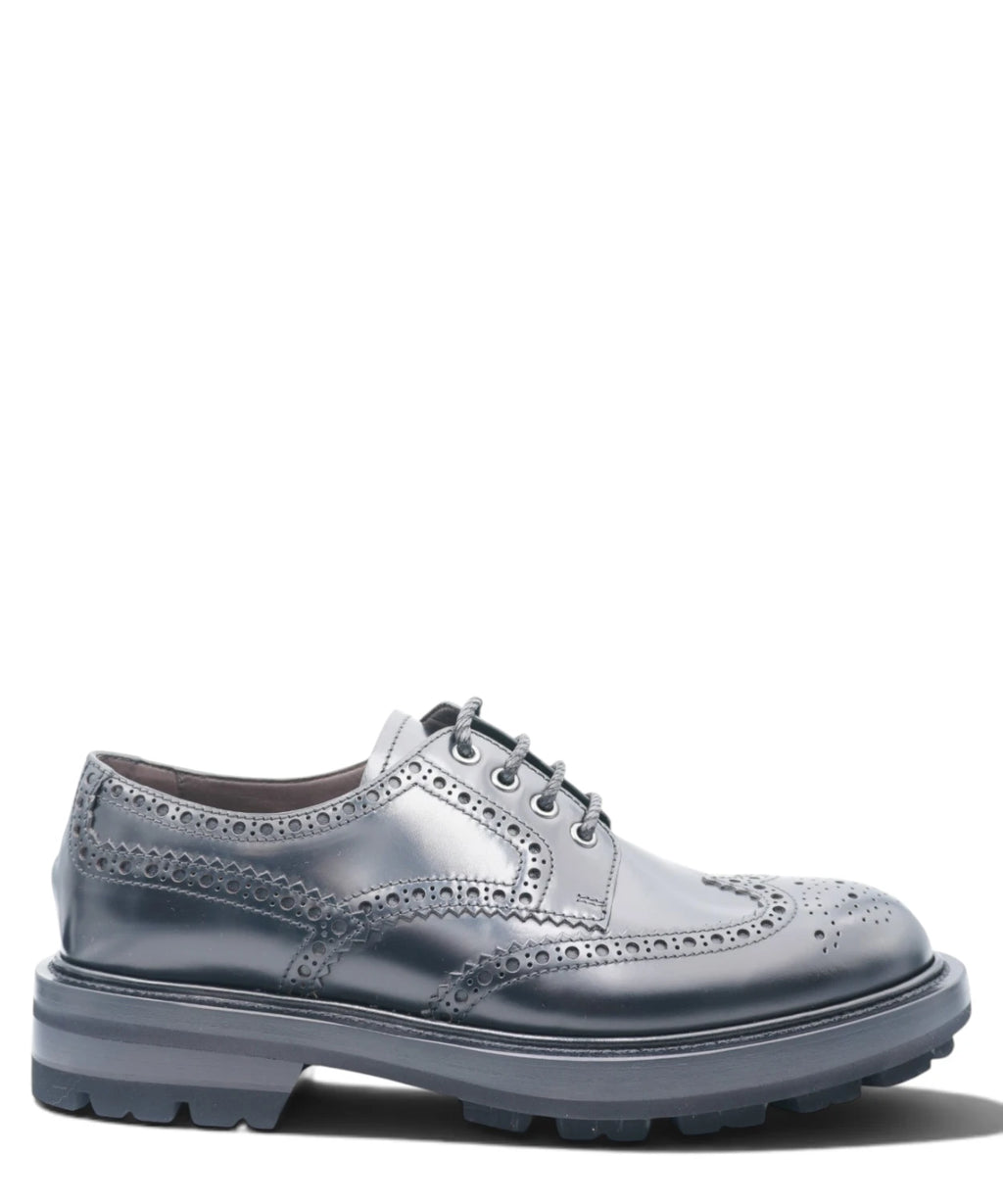 Stringata Brogue Uomo in Pelle Polished Nera