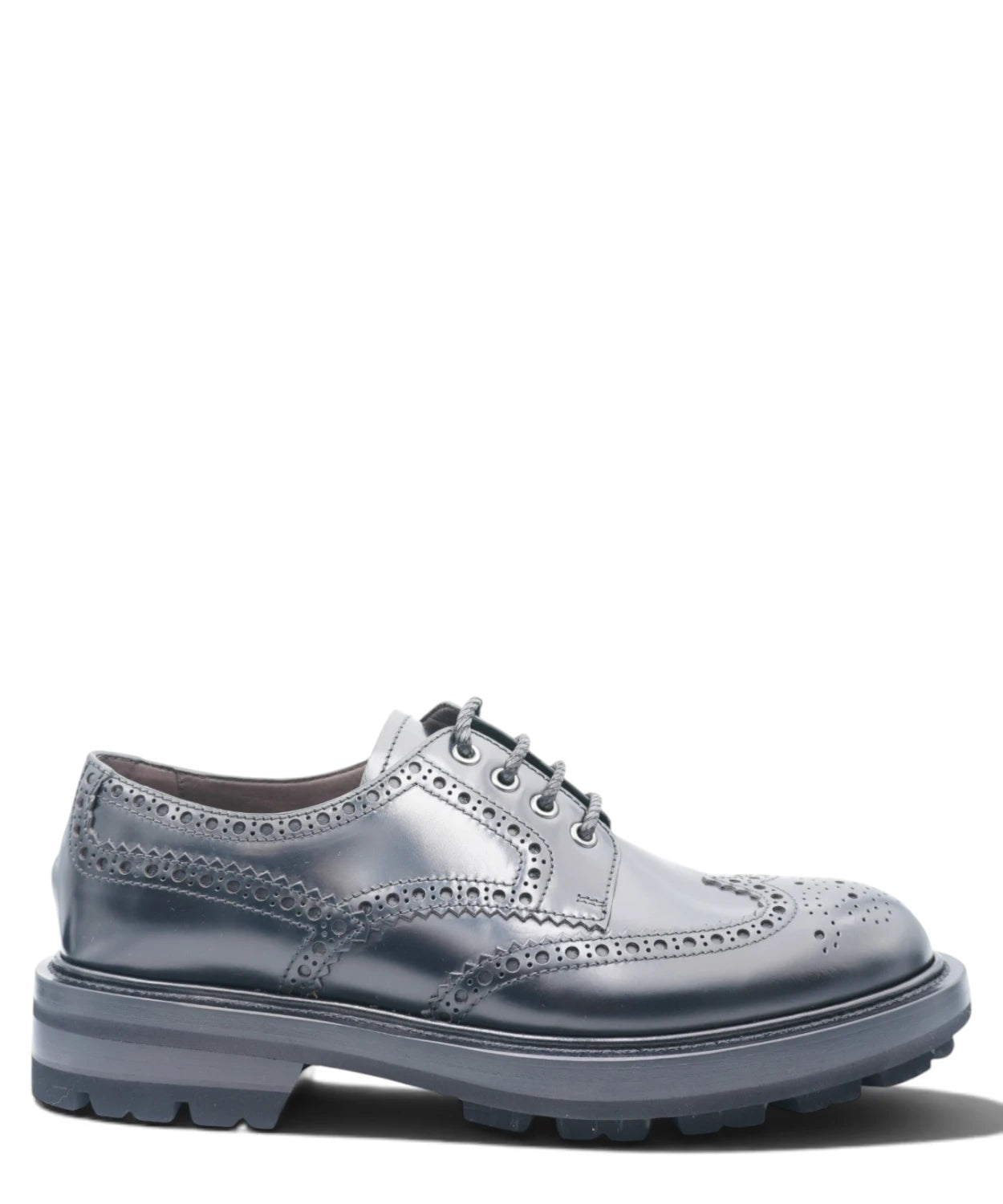 Stringata Brogue Uomo in Pelle Polished Nera