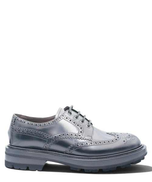 Stringata Brogue Uomo in Pelle Polished Nera