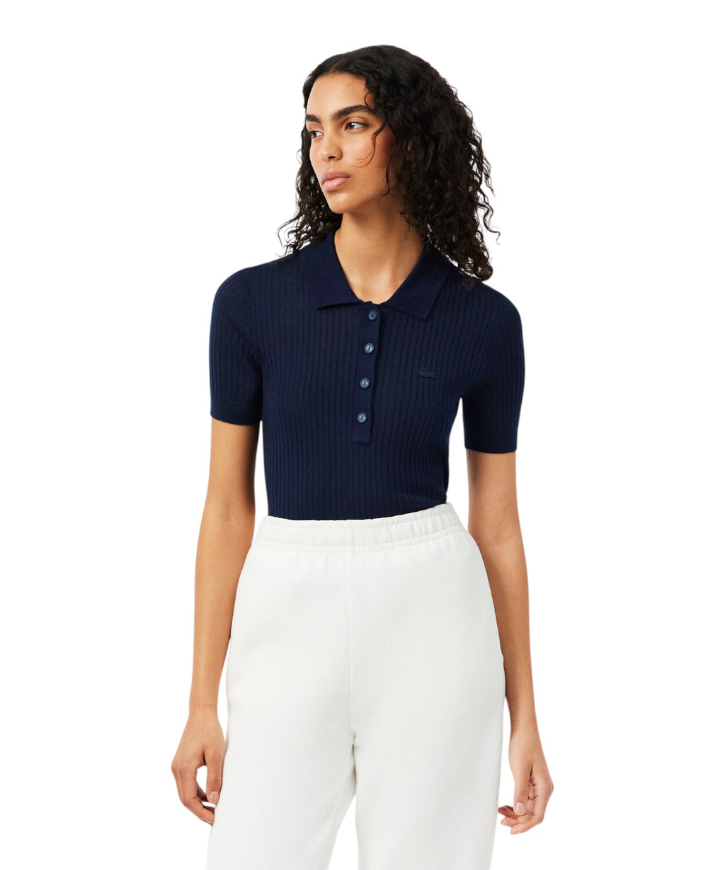 Polo Lacoste en lana merino 3D a coste