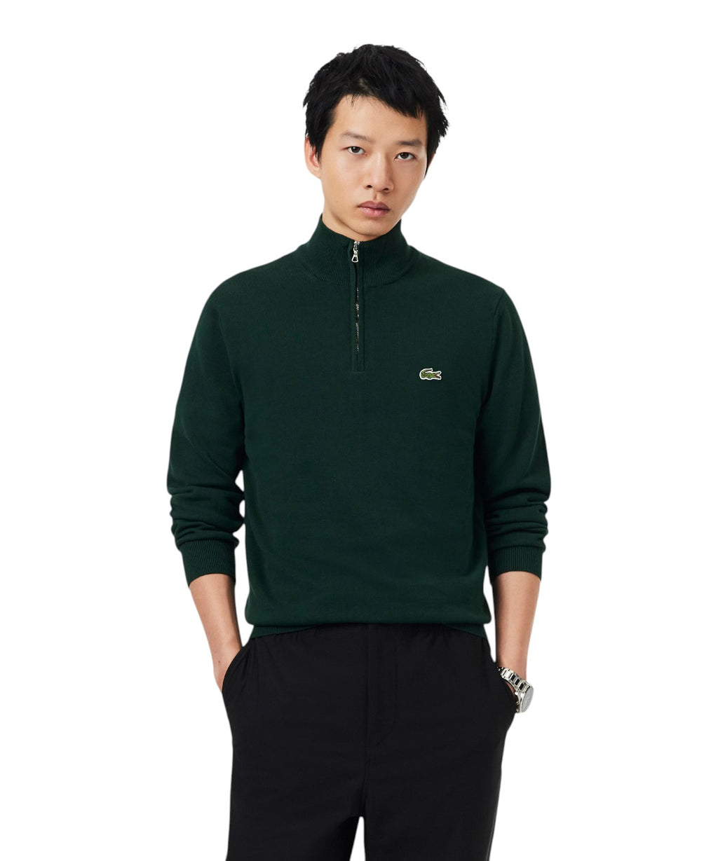 Pullover Lacoste Uomo Cotone Collo Alto con Zip