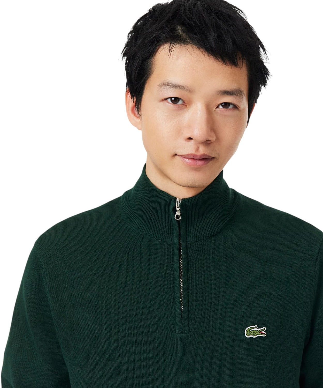 Pullover Lacoste Uomo Cotone Collo Alto con Zip