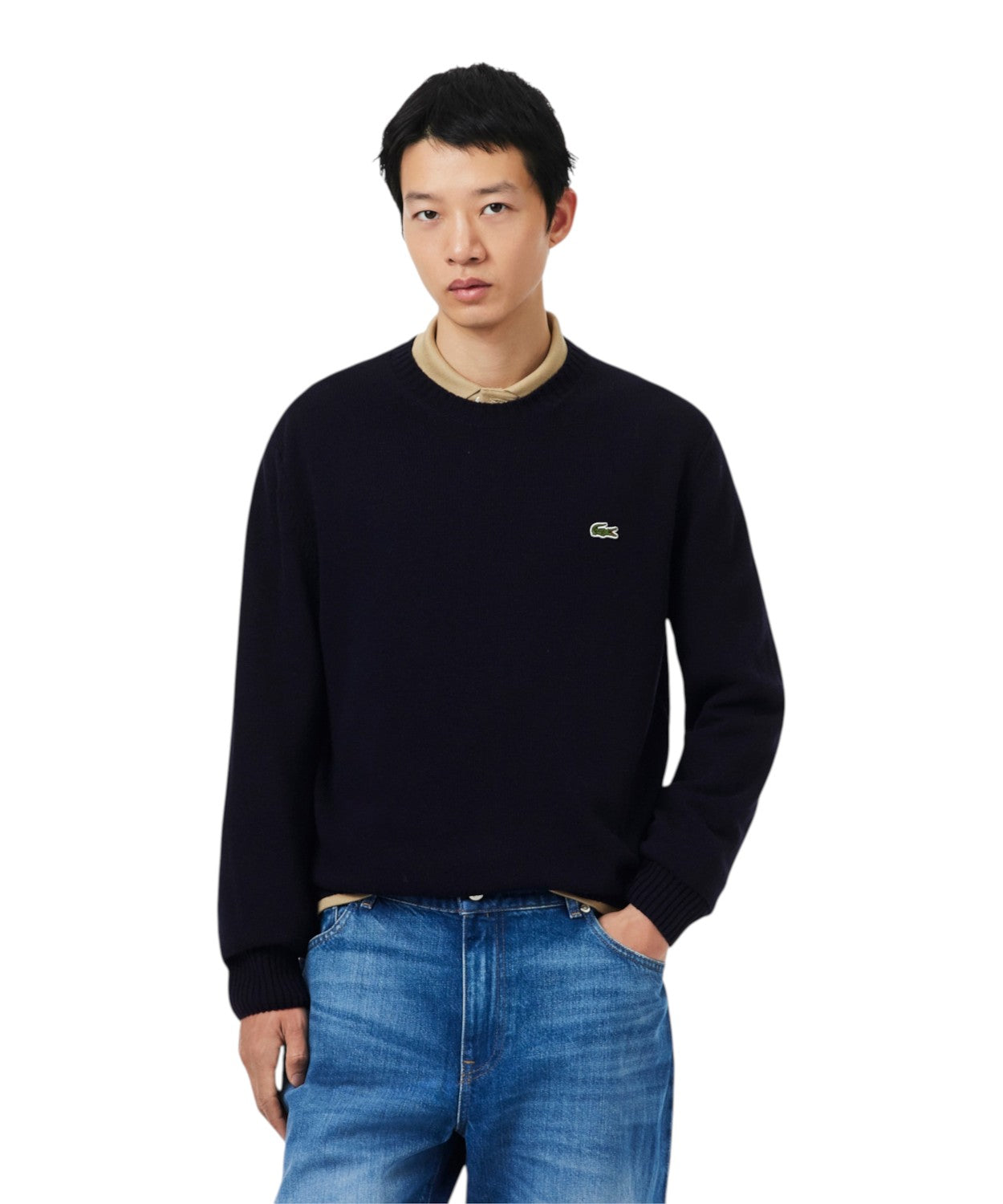 Maglione Girocollo Lacoste Uomo in Lana Cardata