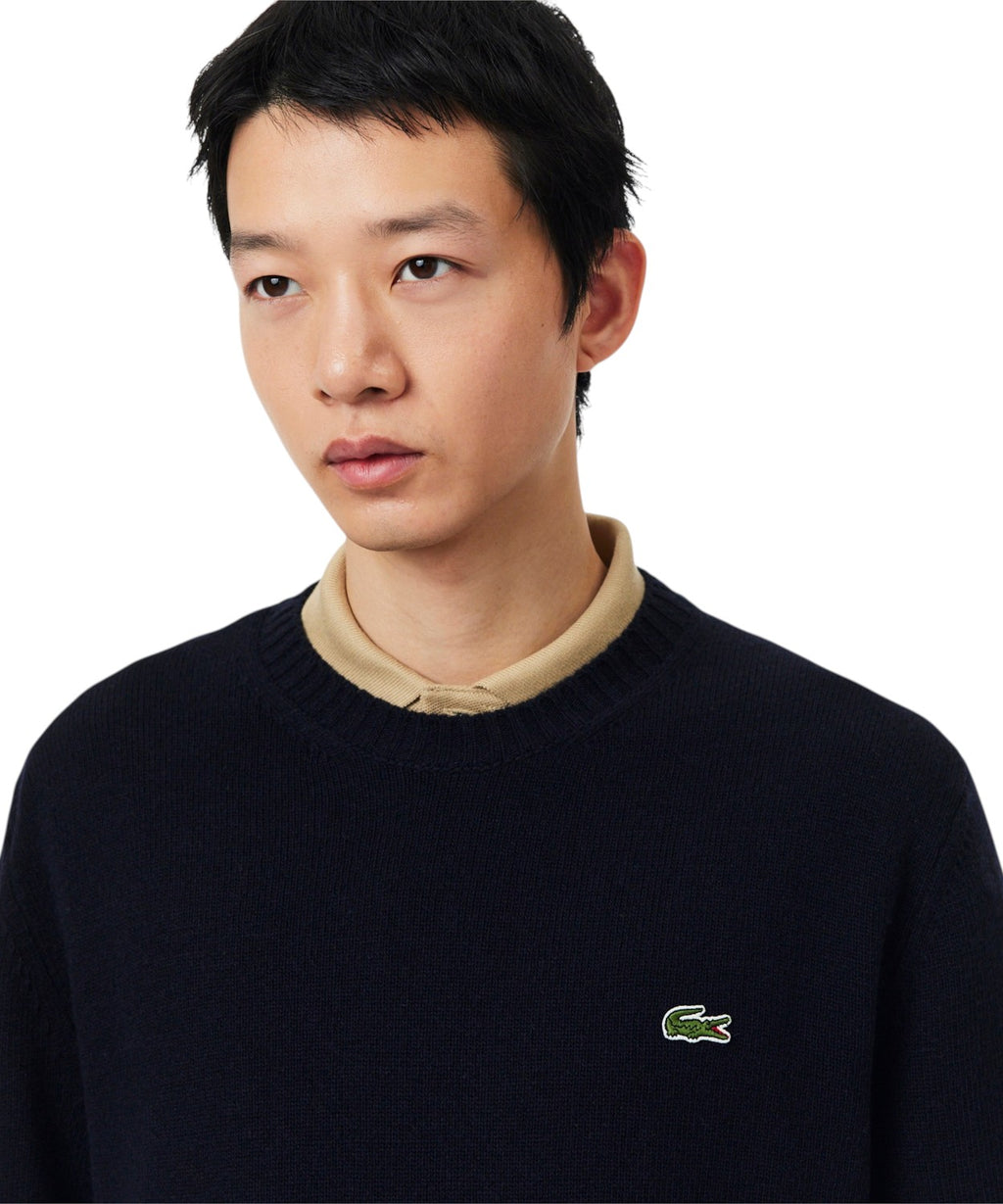 Maglione Girocollo Lacoste Uomo in Lana Cardata