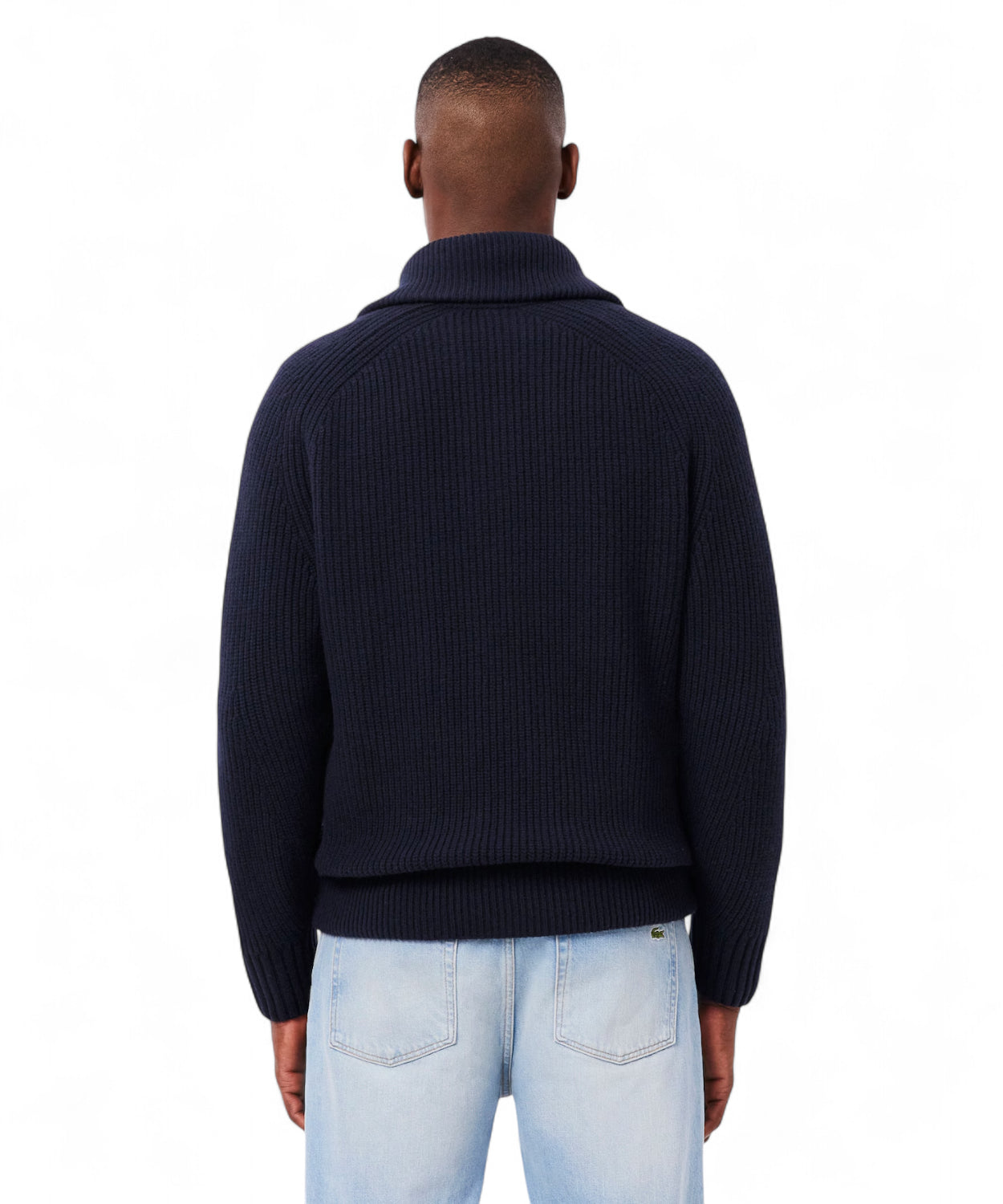 Lacoste Maglione a Collo Alto in Lana Cardata con Zip