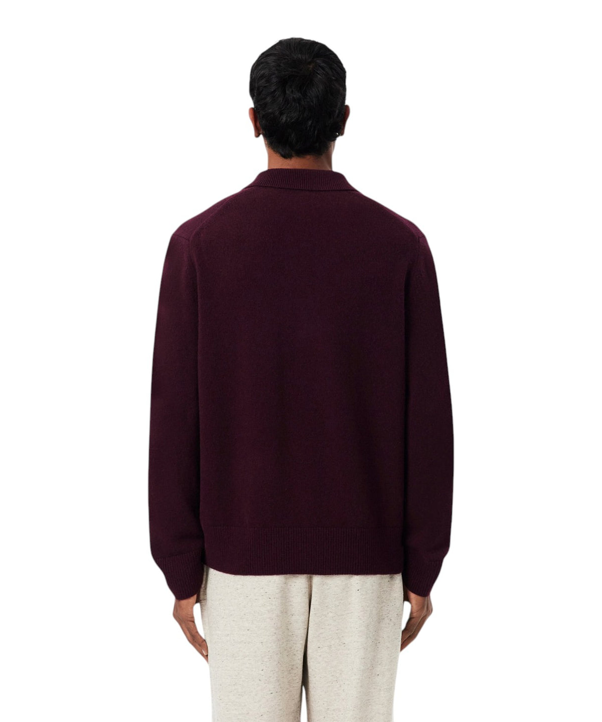 Lacoste Men's Wool Felt Polo Shirt-Collar Sweater