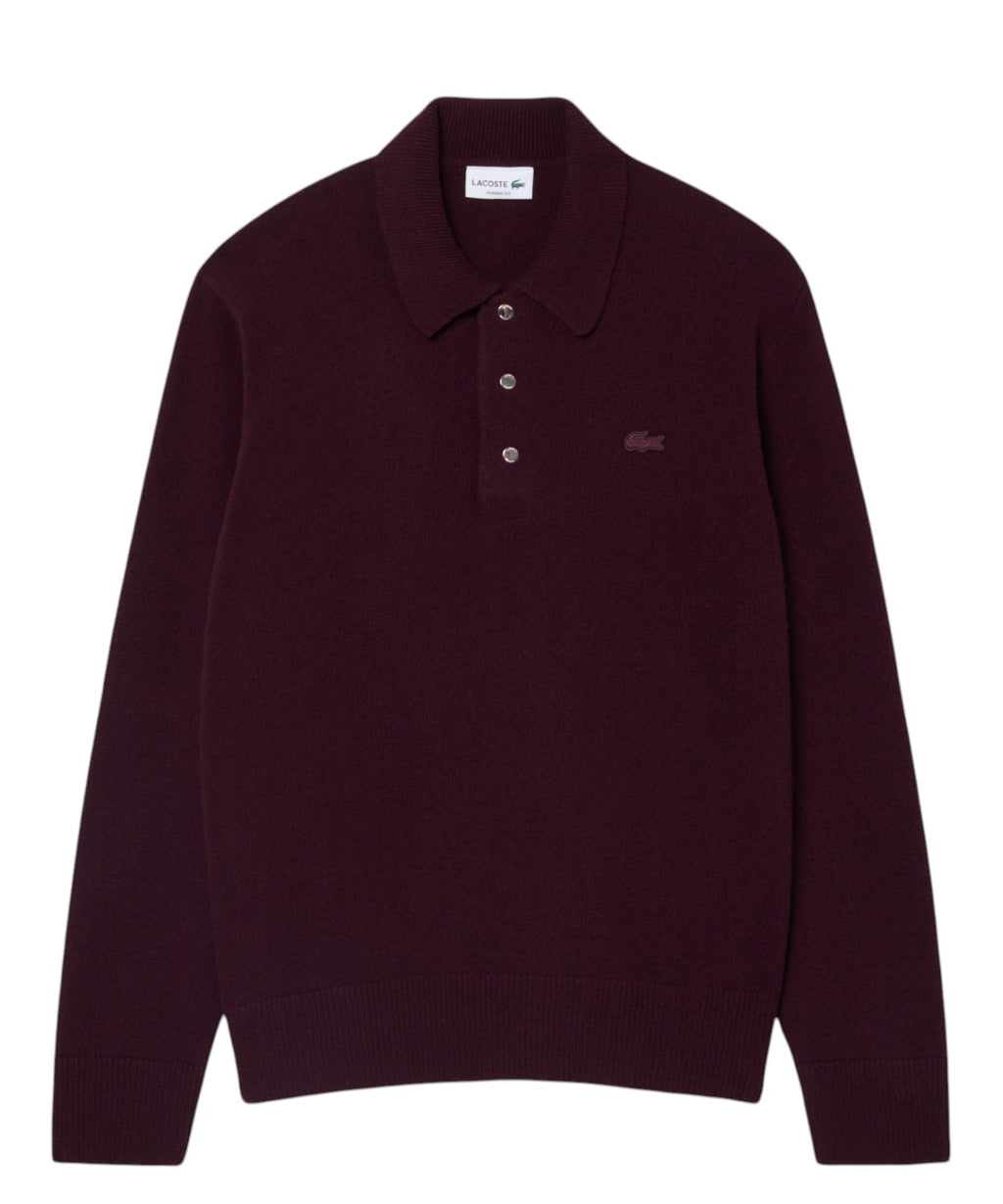 Lacoste Men's Wool Felt Polo Shirt-Collar Sweater