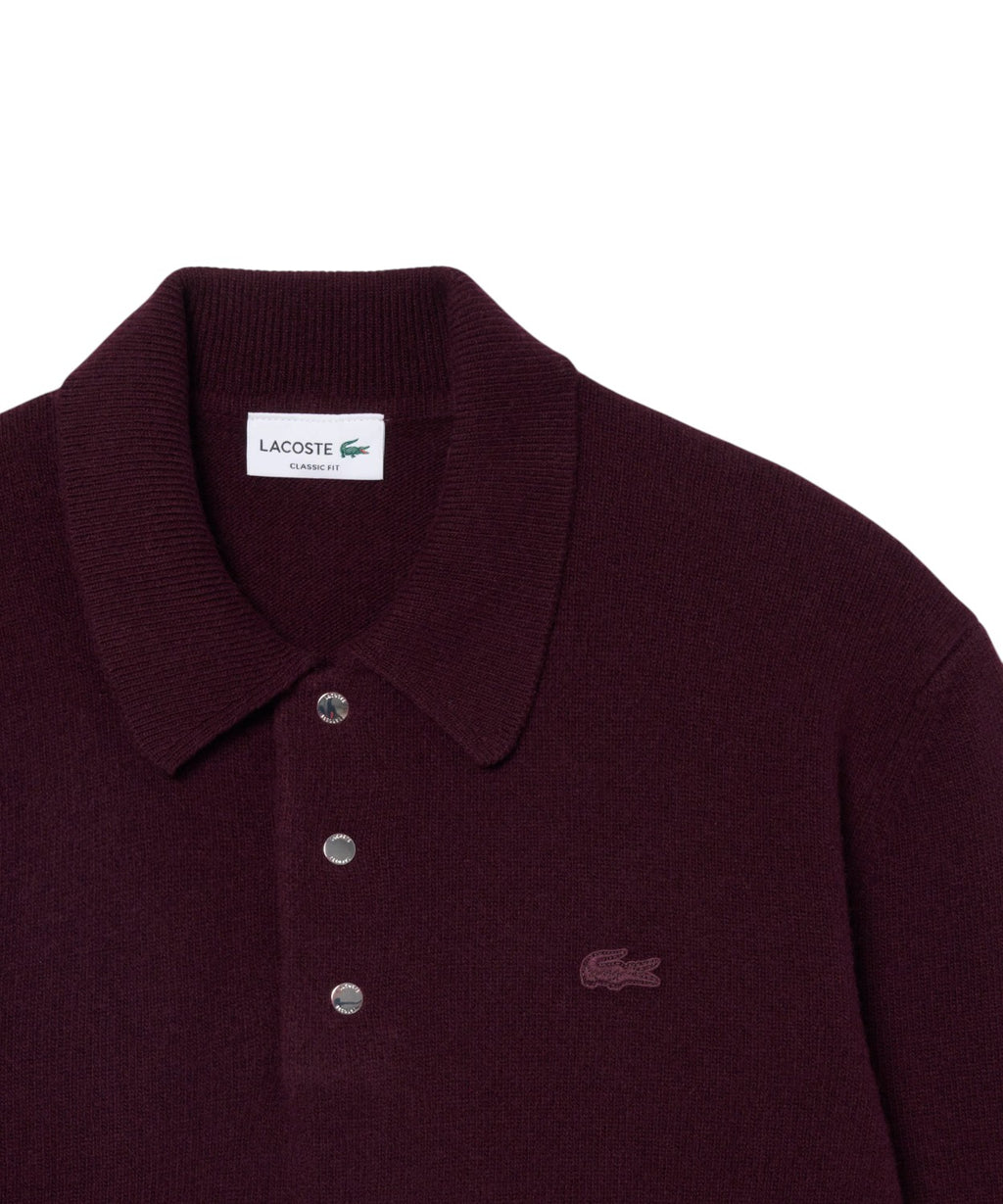 Lacoste Men's Wool Felt Polo Shirt-Collar Sweater