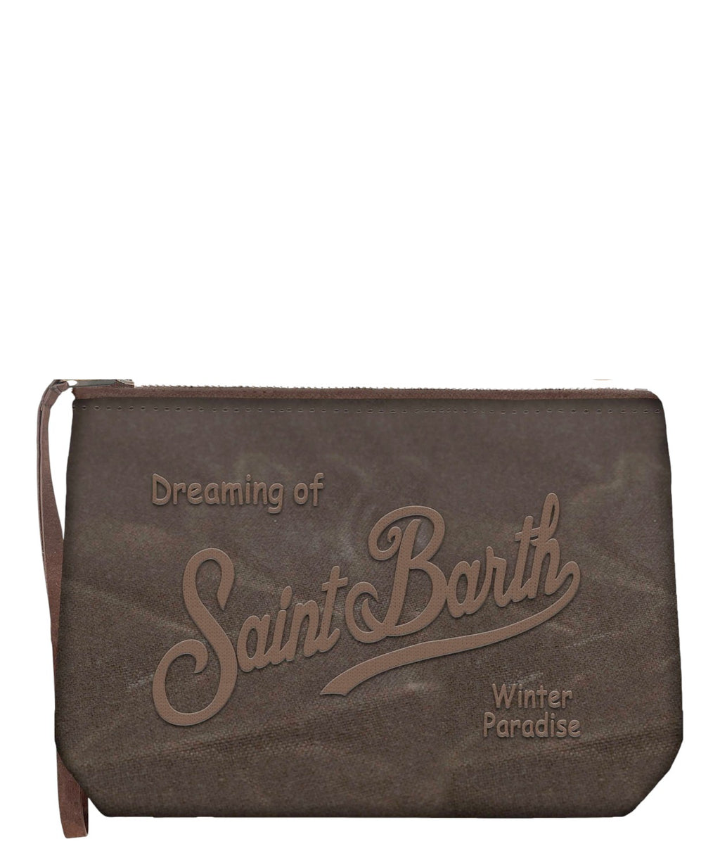 Clutches Aline i voksbehandlet bomuld med logo