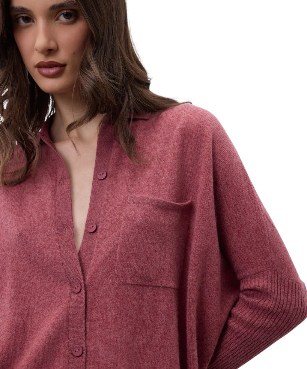 Maglia Poncho Andrea in Cashmere con Collo Camicia