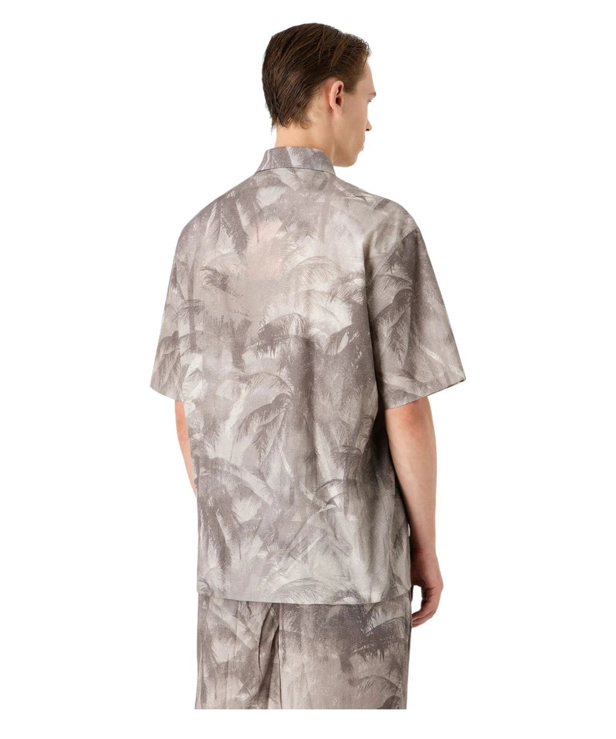 Camicia Oversize in Misto Lyocell con Stampa Palme-Emporio Armani-Camicie-Vittorio Citro Boutique