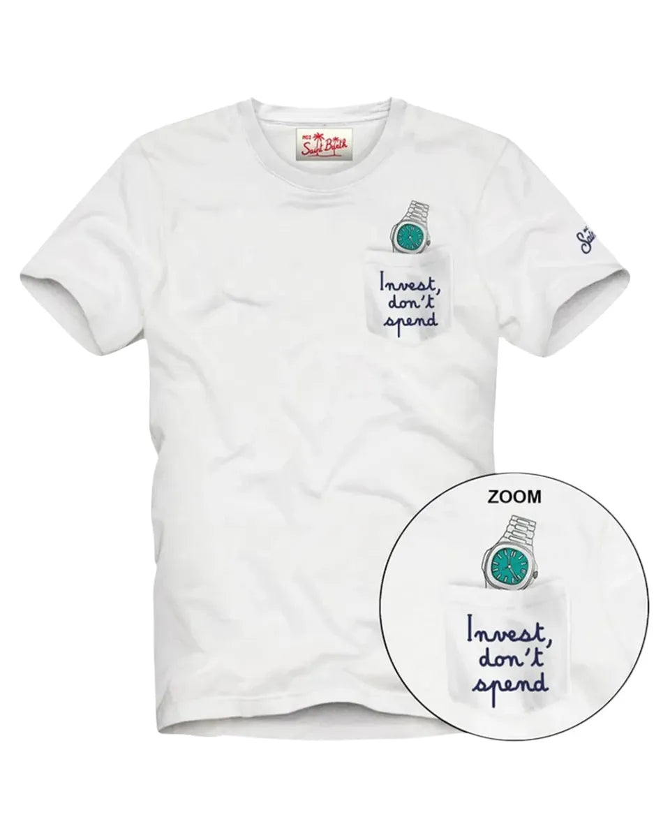 T-Shirt"Invest, Don’t Spend" con Tasca e Orologio-Mc2 Saint Barth-T-shirt-Vittorio Citro Boutique