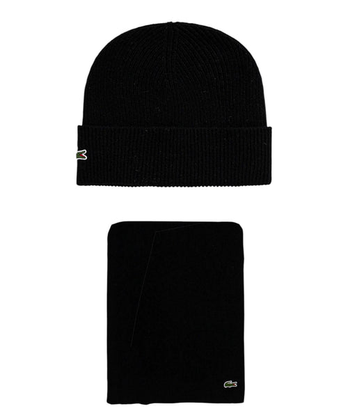 Set Cappello e Sciarpa Lacoste in Lana a Tinta Unita