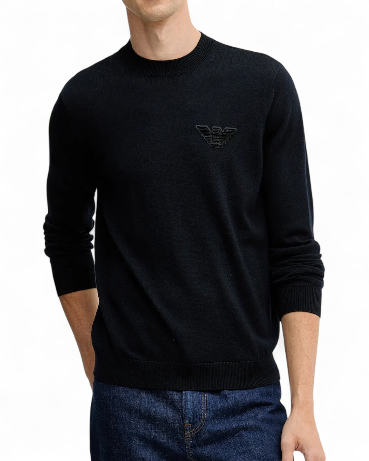 Maglione in Lana Vergine con Girocollo-Emporio Armani-Maglieria-Vittorio Citro Boutique