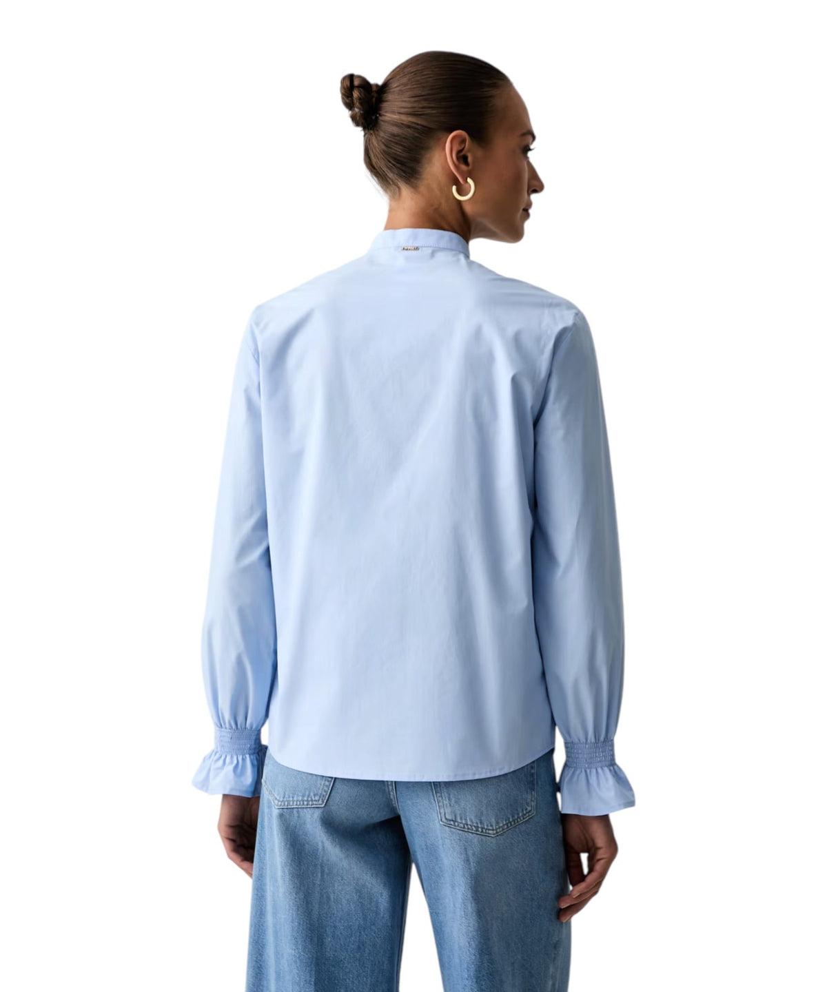 Camisa de mujer Twinset de algodón con cuello alzado