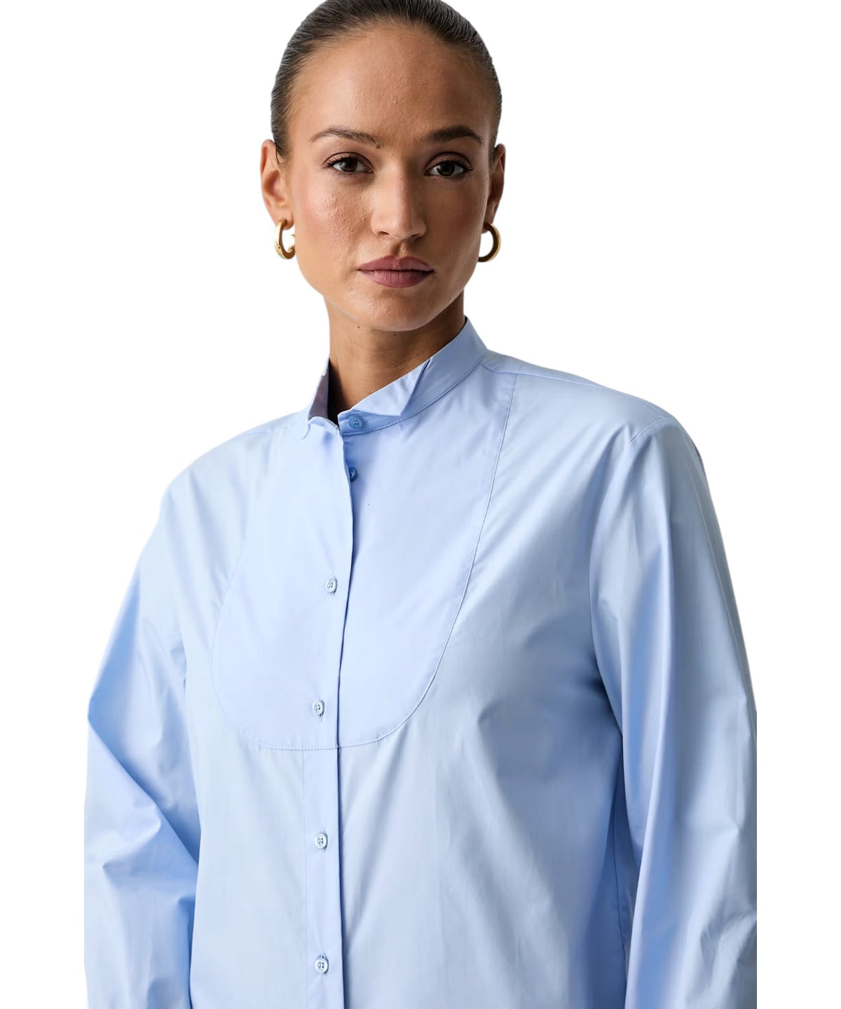 Camisa de mujer Twinset de algodón con cuello alzado