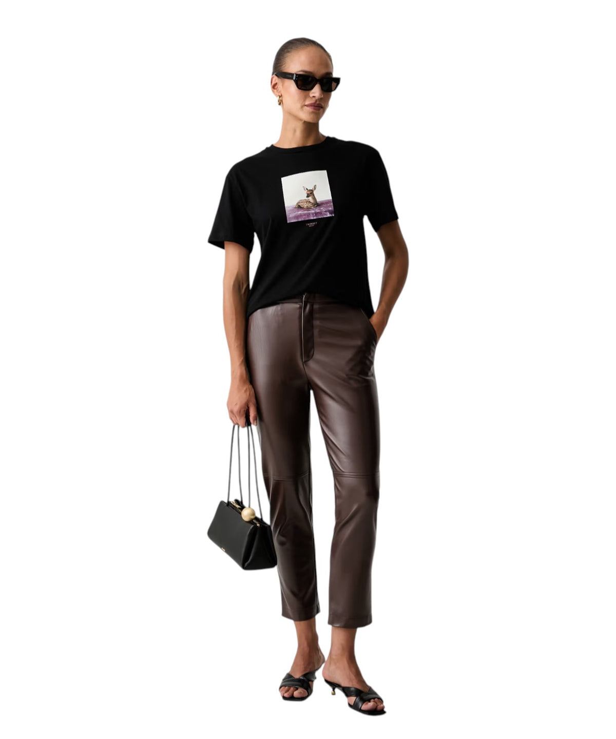 Twinset Damen-Hosen aus Kunstleder mit hoher Taille